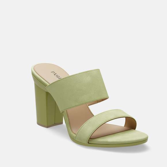 CONVERTIBLE HEEL - Pashion 1.0 The Slide - Suede Sage Block 4 Inch - Picture 3 of 4
